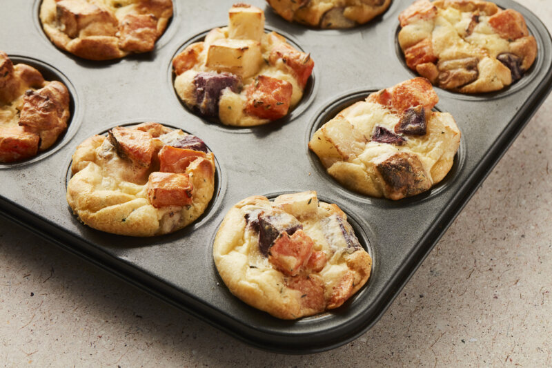 Rainbow potato tortilla muffins